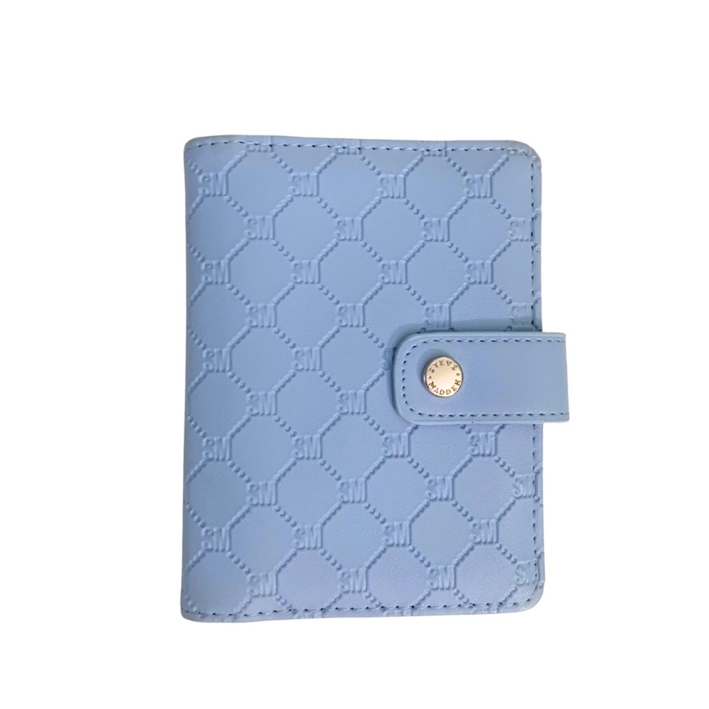 2/$30 Steve Madden Powder Blue SM Monogram Travel Passport Holder Cover Case
